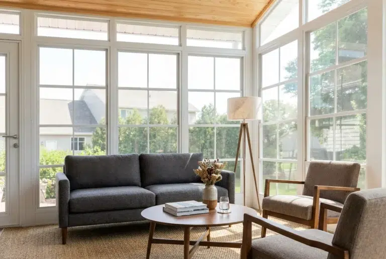 Transform a chilly porch into a more comfortable fall space with ViewFlex vinyl.