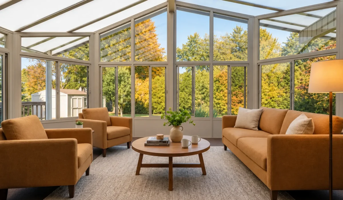 Prepare your 3-season glass sunroom for Alberta’s cooler fall weather and enjoy your space comfortably for longer.
