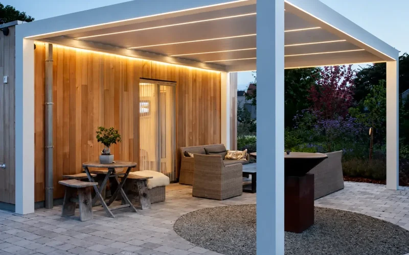attached-motorized-pergola-evening-patio